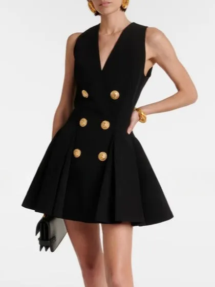 Diynav Xinling With A Small Fragrant Style V-Neck Suit Dress Sleeveless Vest Hepburn Style Small Black Dress