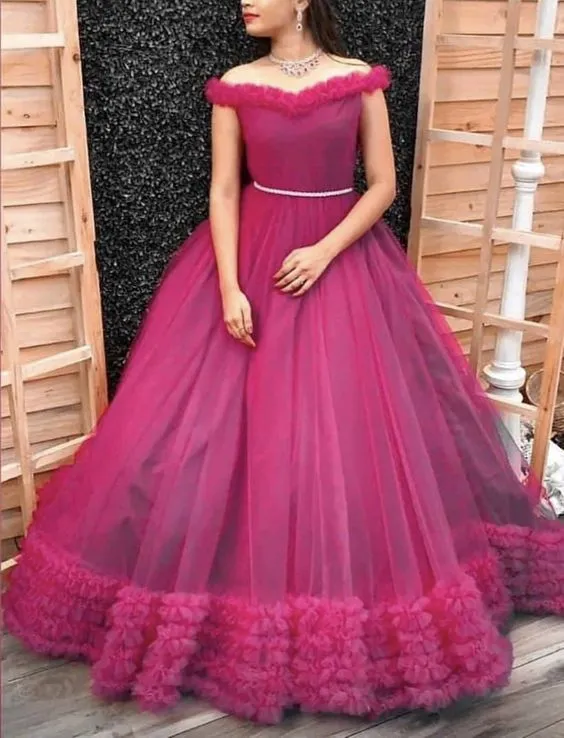 Diynav Off The Shoulder Tulle Ball Gown,Princess Dress HZ1017