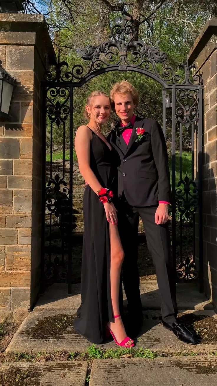 Diynav Black A-line Prom Dress Black Evening Dress Winter Dance Dress HZ1017