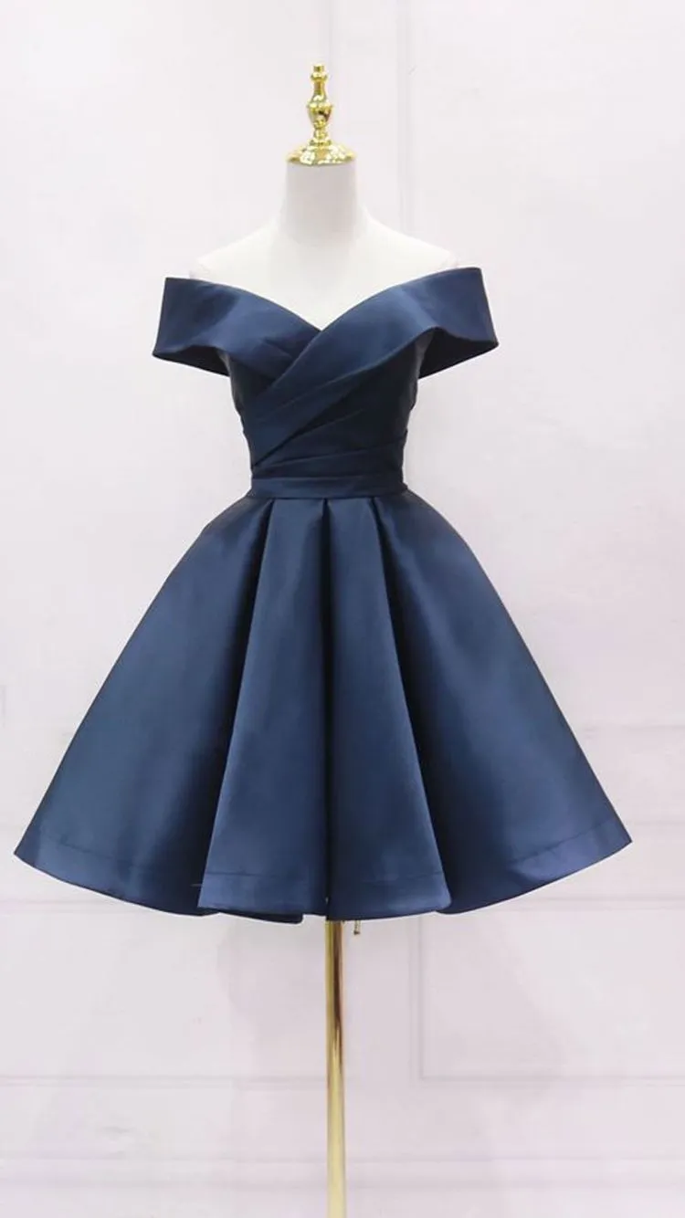 Diynav Navy Blue Short Homecoming Dress Ruffle Mini Party Gowns Custom Made Women Party Gowns ,Short Graduation Dress HZ1017