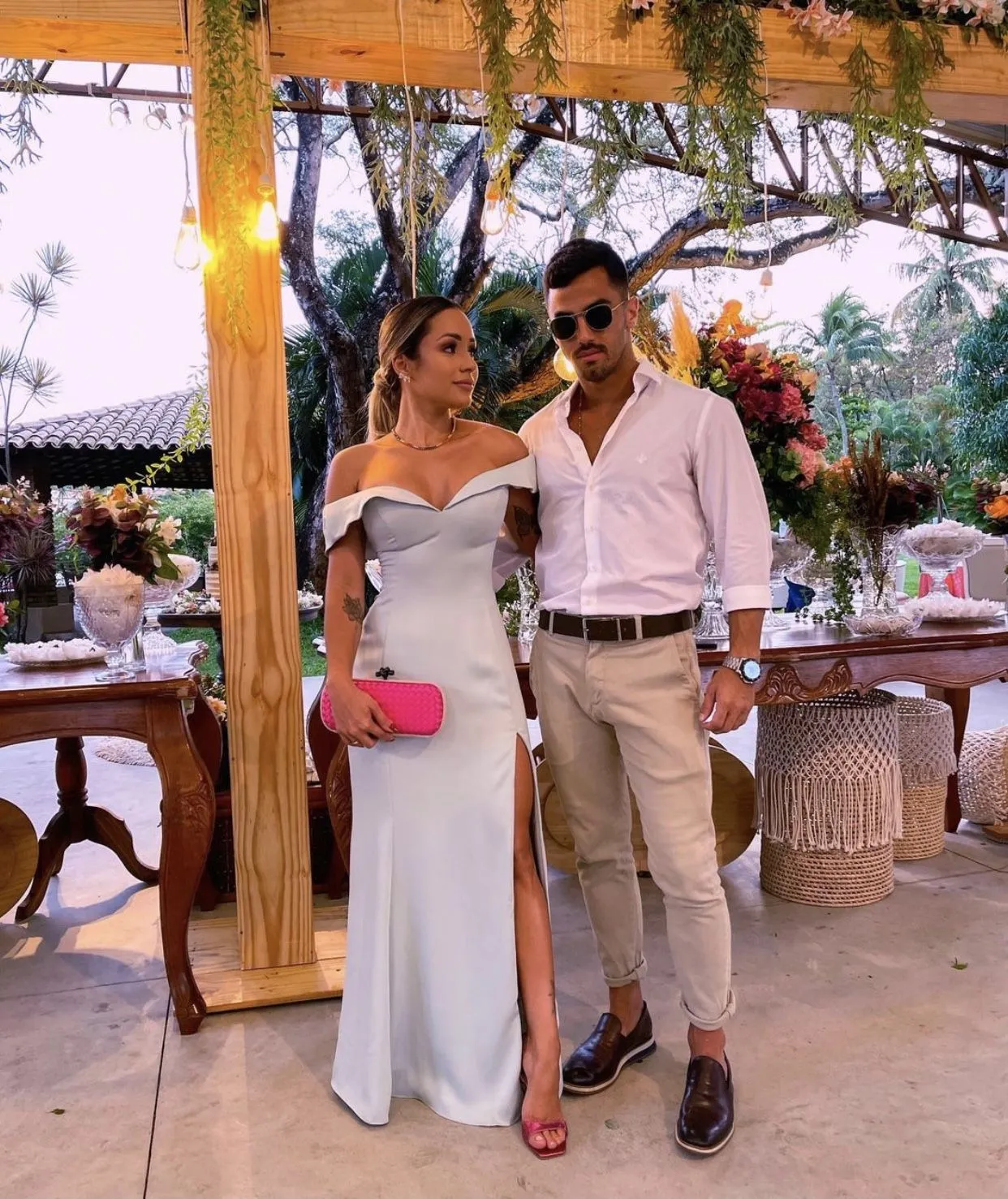 Diynav The Shoulder Blue Satin Evening Dress With Split HZ1017