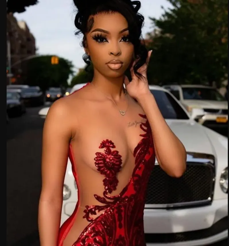 Diynav Sparkly Mermaid Sequins Lace Prom Dress Evening Dress HZ1017 - Image 2