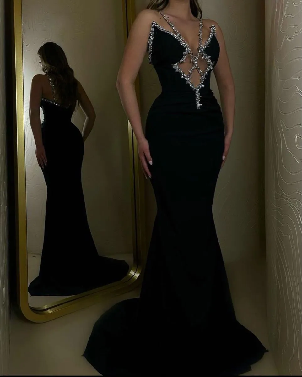 Diynav Mermaid Long Prom Dress Black Evening Dress HZ1017