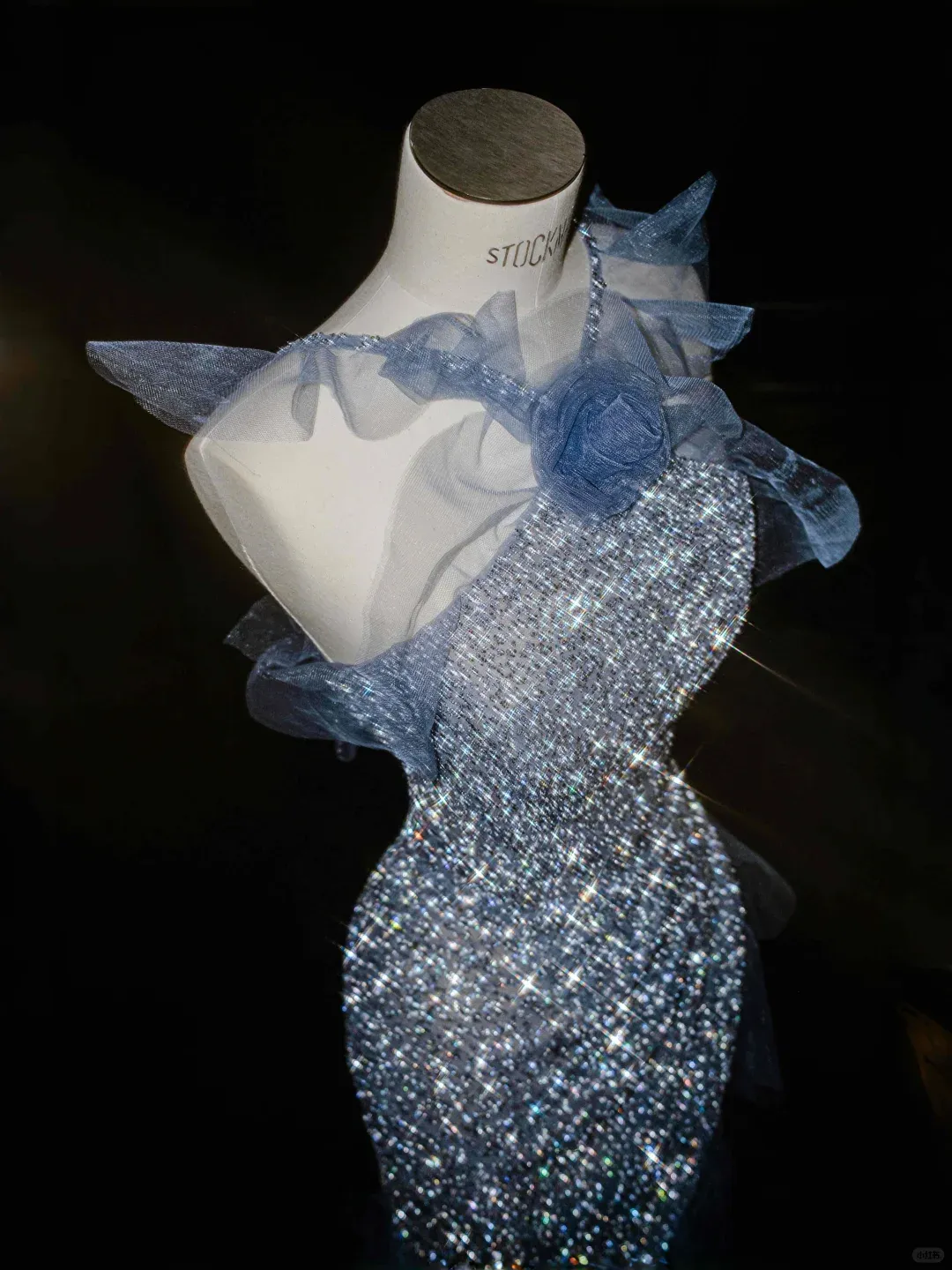 Diynav Blue Tulle Sequins Beaded Ruffles Mermaid Prom Dress,Formal Evening Dress Wedding Dress HZ1017 - Image 2