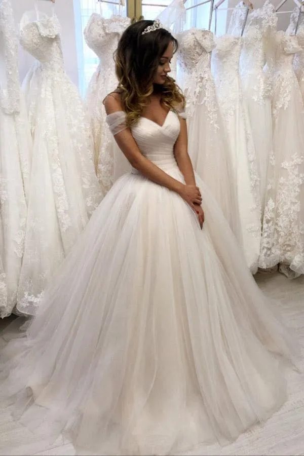 Diynav The Shoulder Tulle Sweetheart White Wedding Dresses Bridal Gown HZ1017 - Image 2