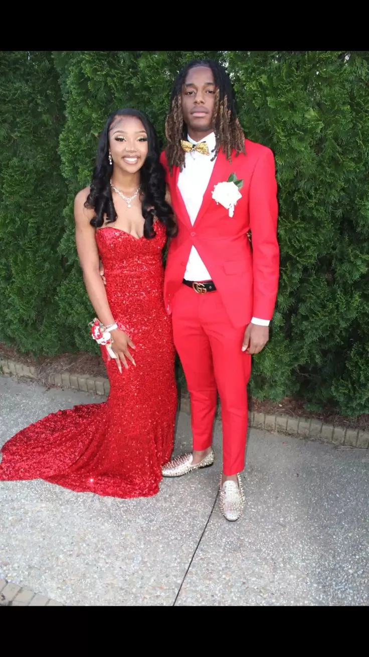 Diynav Red Sequins Mermaid Prom Dress,Red Evening Gown HZ1017