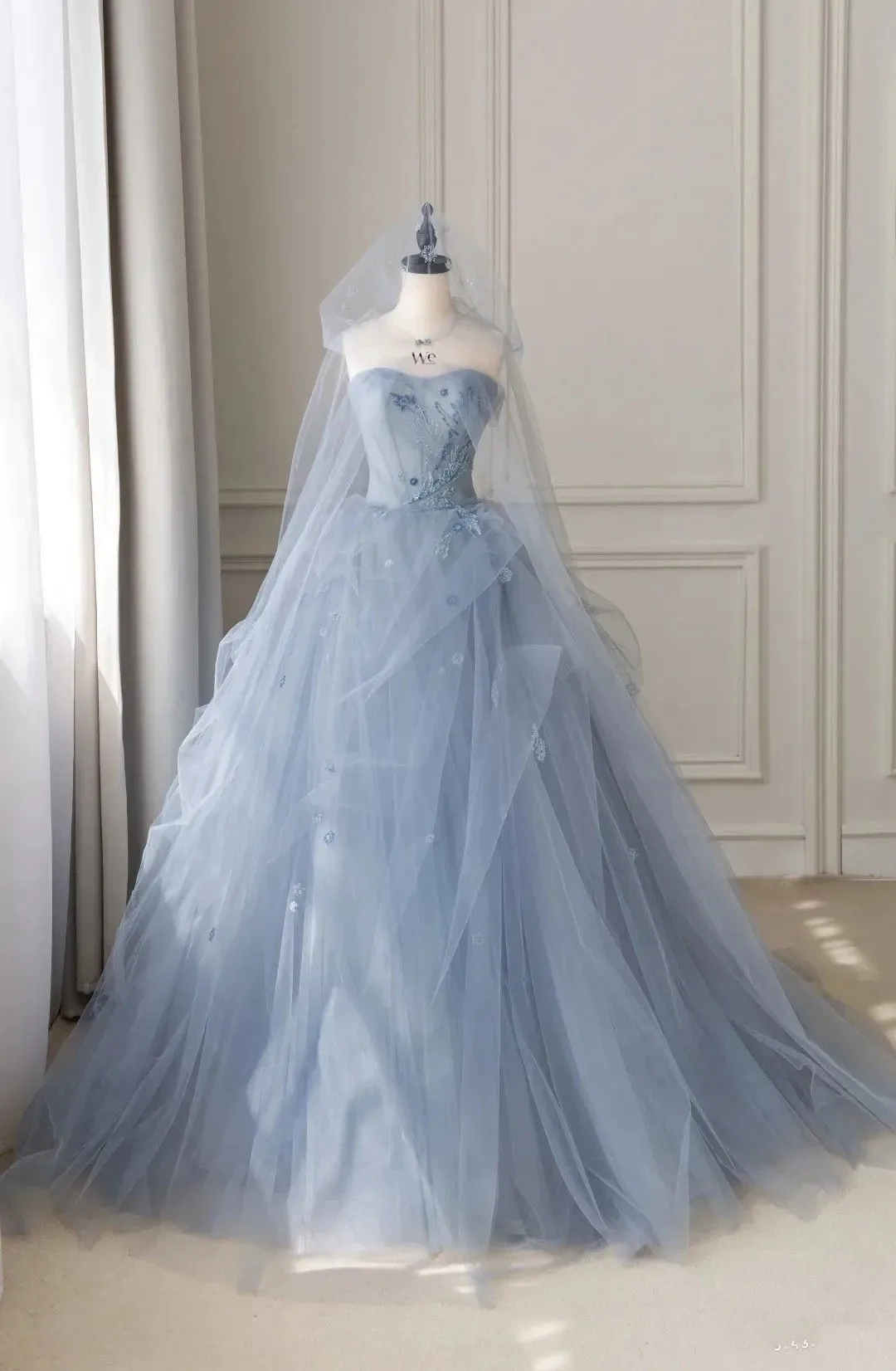 Diynav Blue Tulle Ball Gown,Blue Sweet 16 Dress,Fairy Dress HZ1017