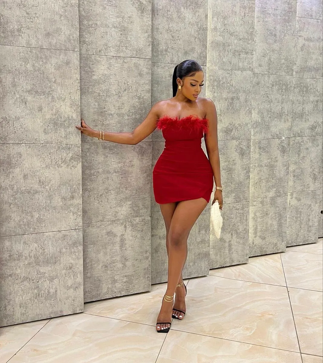 Diynav Strapless Homecoming Dress,Red Party Dress HZ1017