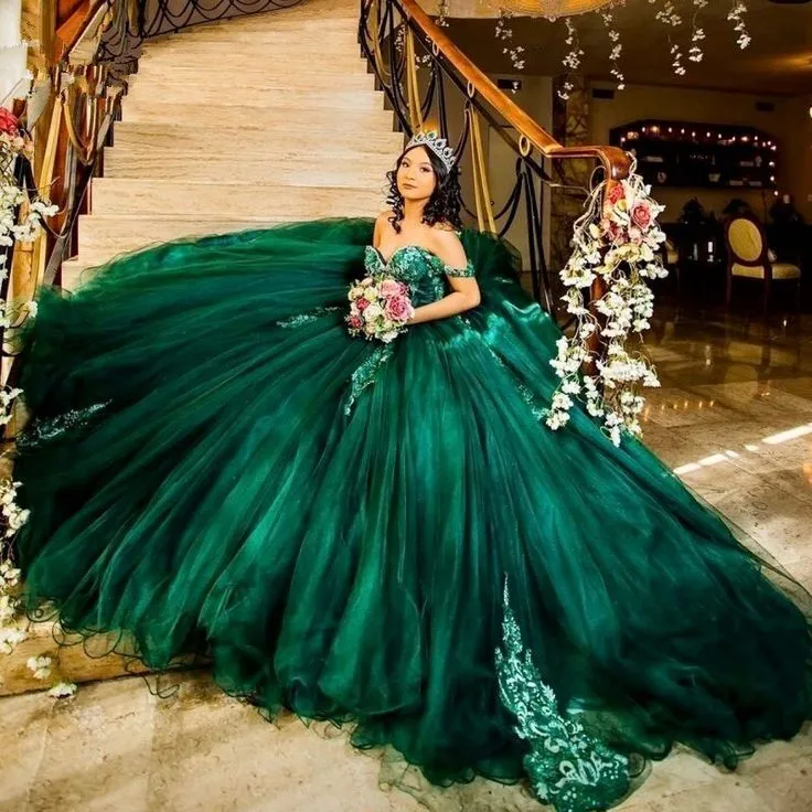 Diynav Green Quinceanera Dress Sweet 16 Dress Sequined Beaded Dress Ball Gown HZ1017