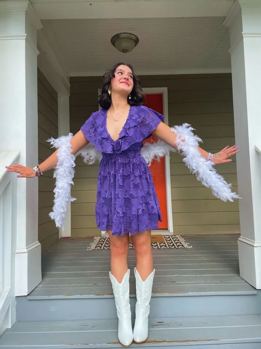 Diynav Lace A-line Homecoming Dress Purple Party Dress HZ1017