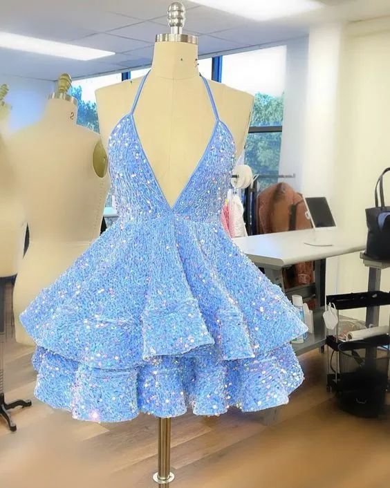 Diynav Sequin Short Party Dress Homecoming Dress HZ1017