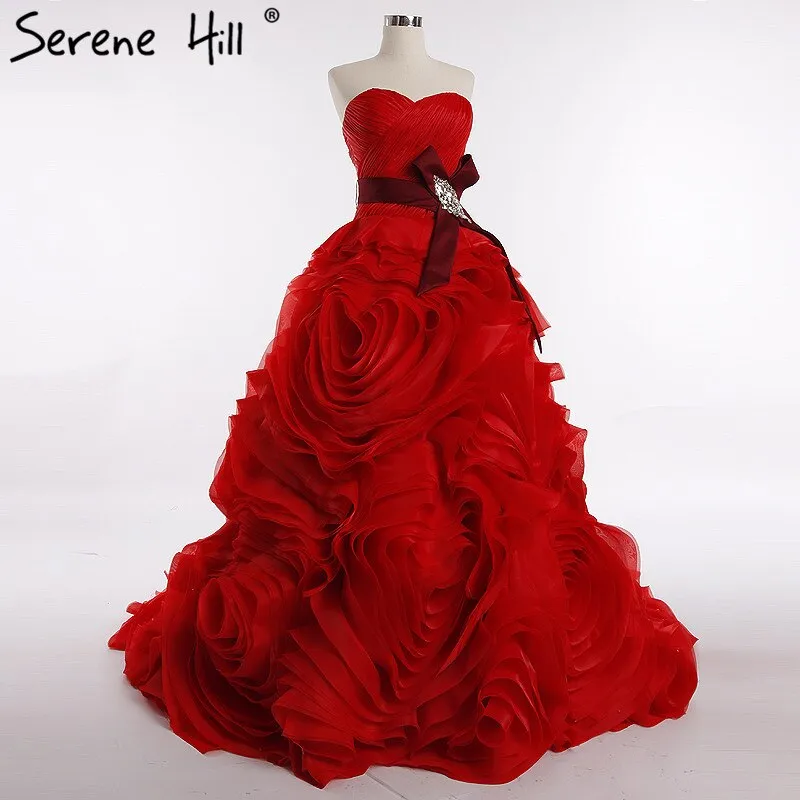 Diynav photo 2025 Brand Design Robe De Mariage Bridal Wedding Dress Ruffles Beading Crystal Burgundy Wedding Dress HZ1017