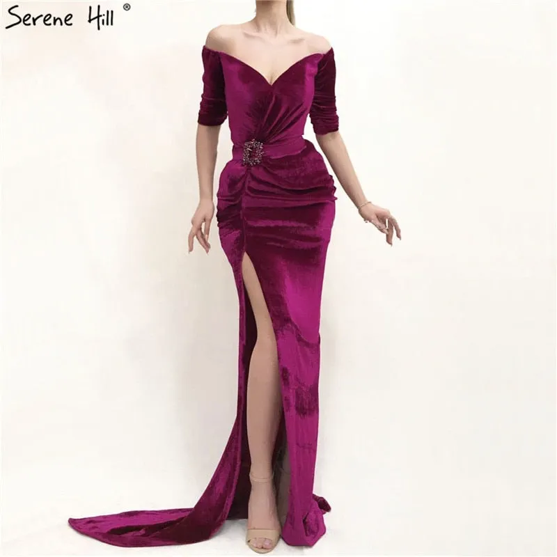 Diynav Off Shoulder Half Sleeve Evening Dresses Latest Design Mermaid Sexy Evening Gowns 2025 HZ1017