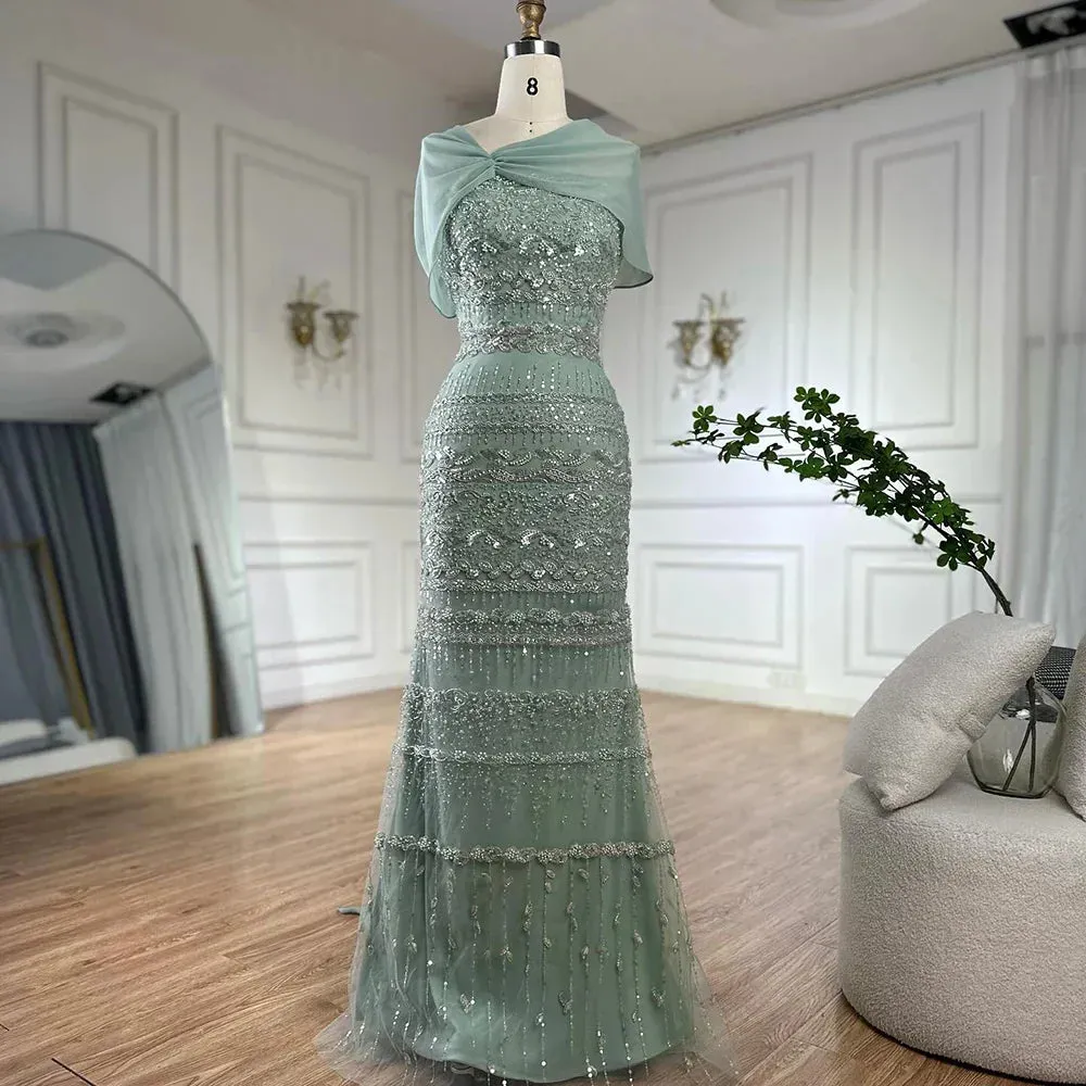 Diynav Dubai Evening Dress with Cape Long Party Gowns HZ1017 - Image 4