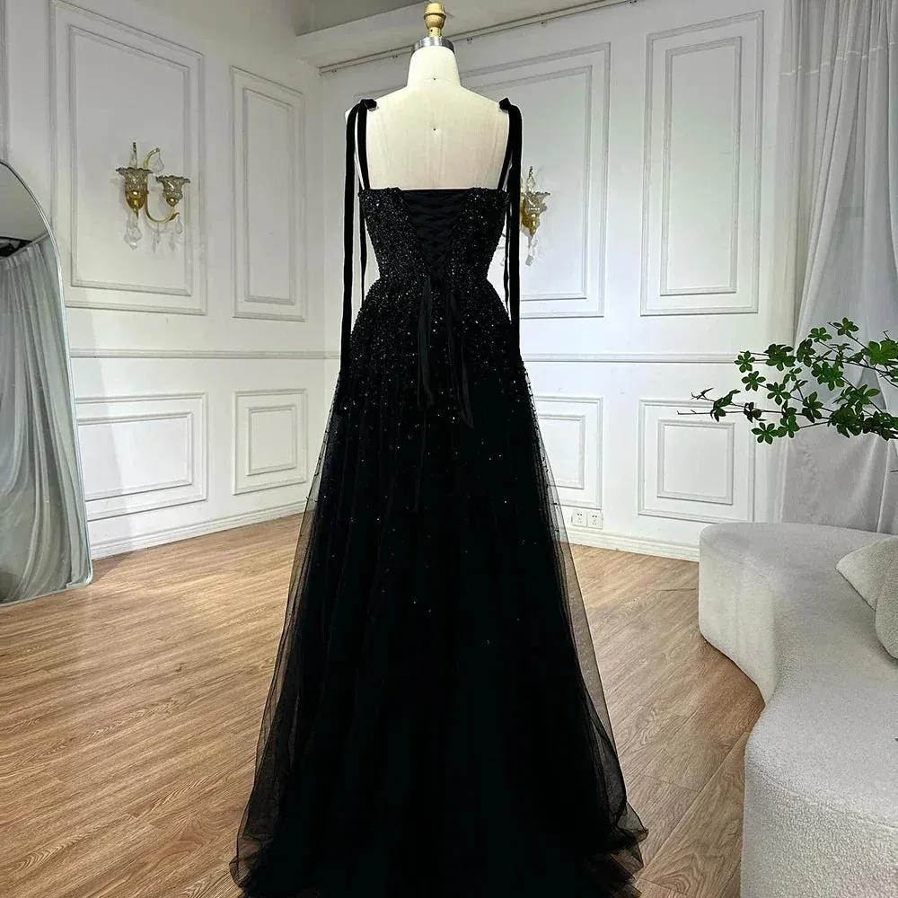 Diynav Saudi Wine Red Beaded Evening Gown Spaghetti Strap Floor-Length for Formal Occasion HZ1017 - Image 7