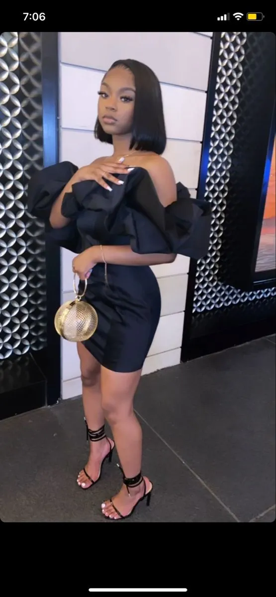 Diynav Hoco Dress Simple Birthday Black Homecoming Dress HZ1017