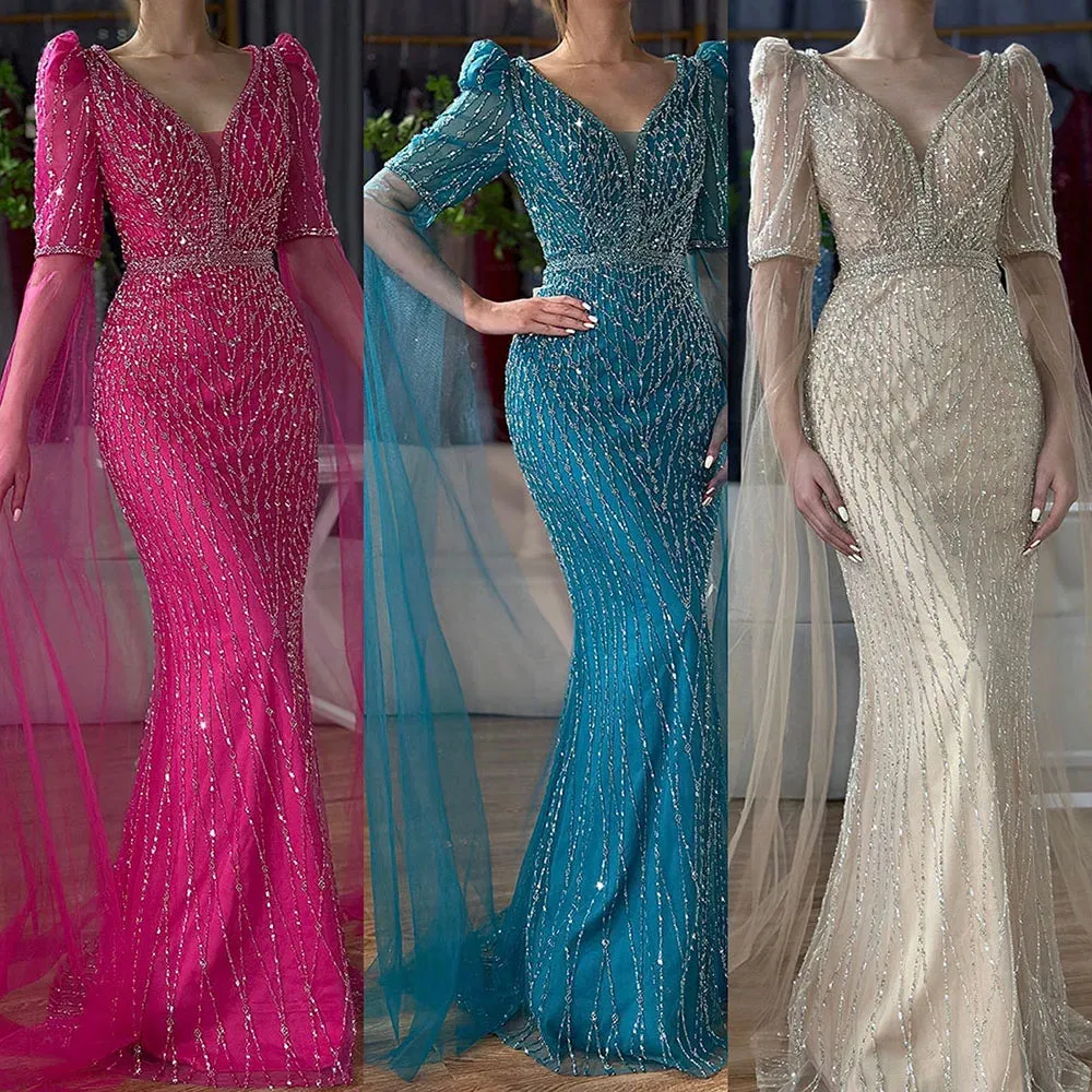 Diynav Fuchsia Evening Dress Mermaid Gown for Formal Occasion HZ1017 - Image 2