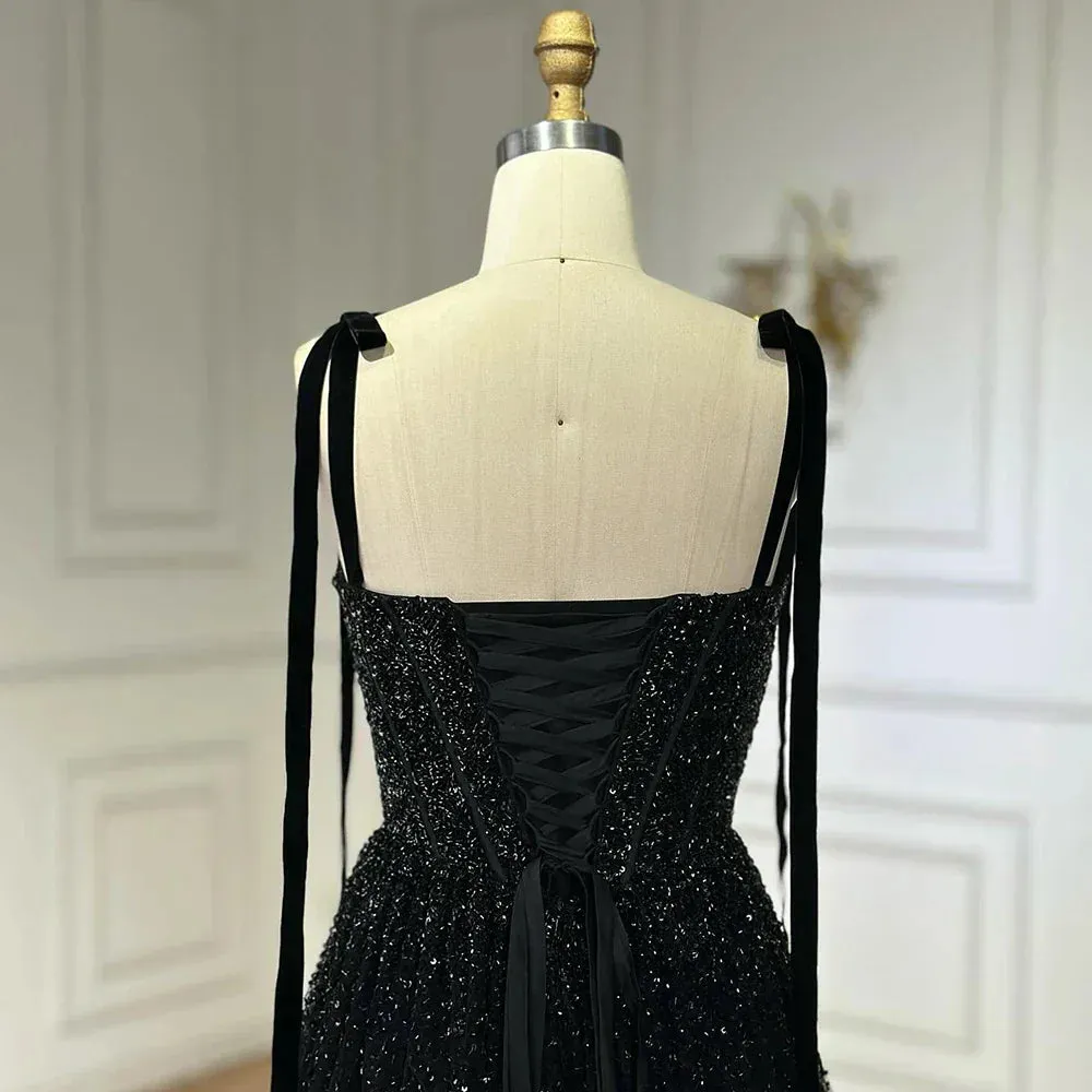 Diynav Saudi Wine Red Beaded Evening Gown Spaghetti Strap Floor-Length for Formal Occasion HZ1017 - Image 10