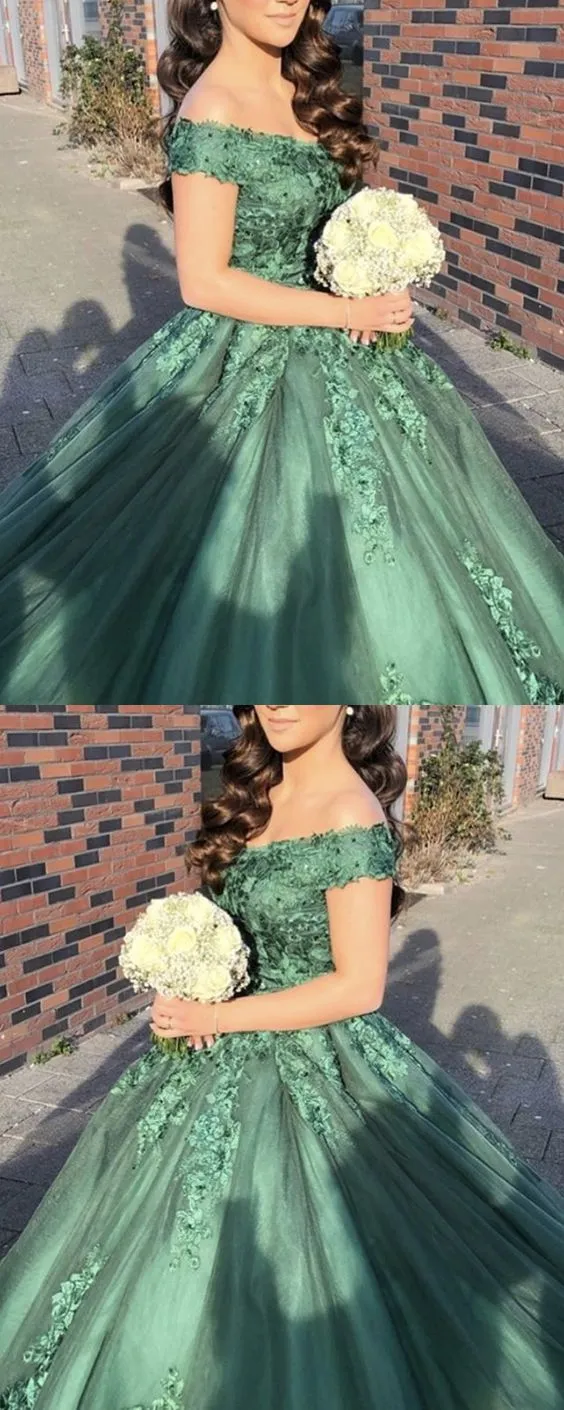 Diynav ball gown prom dresses lace appliques off the shoulder HZ1017