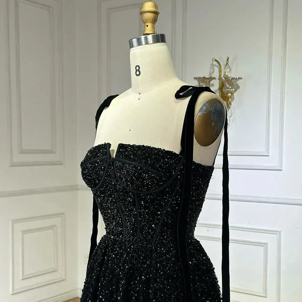 Diynav Saudi Wine Red Beaded Evening Gown Spaghetti Strap Floor-Length for Formal Occasion HZ1017 - Image 9