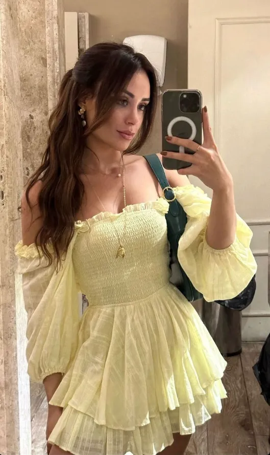 Diynav Yellow A Line Tiered Homecoming Dress Short Prom Dress HZ1017