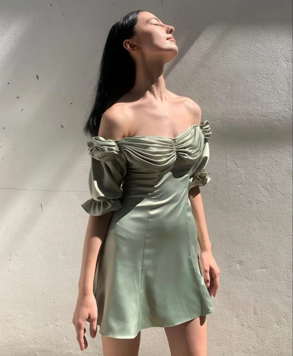 Diynav Women's Summer Puff Sleeve Off The Shoulder Homecoming Dress HZ1017