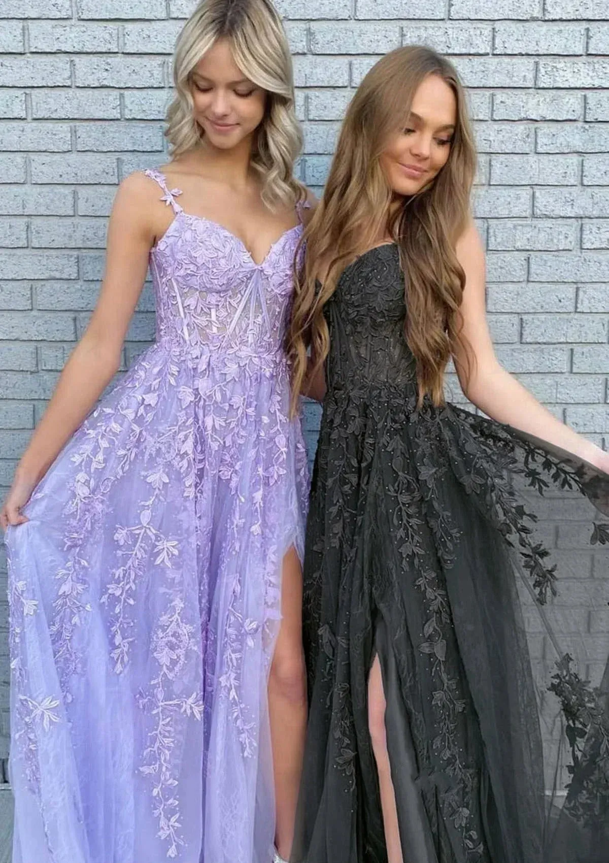 Diynav Hill 2025 Arabic Lilac A-Line Spaghetti Straps Long Lace Prom Dress with Split HZ1017