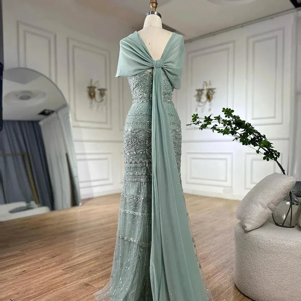 Diynav Dubai Evening Dress with Cape Long Party Gowns HZ1017 - Image 5