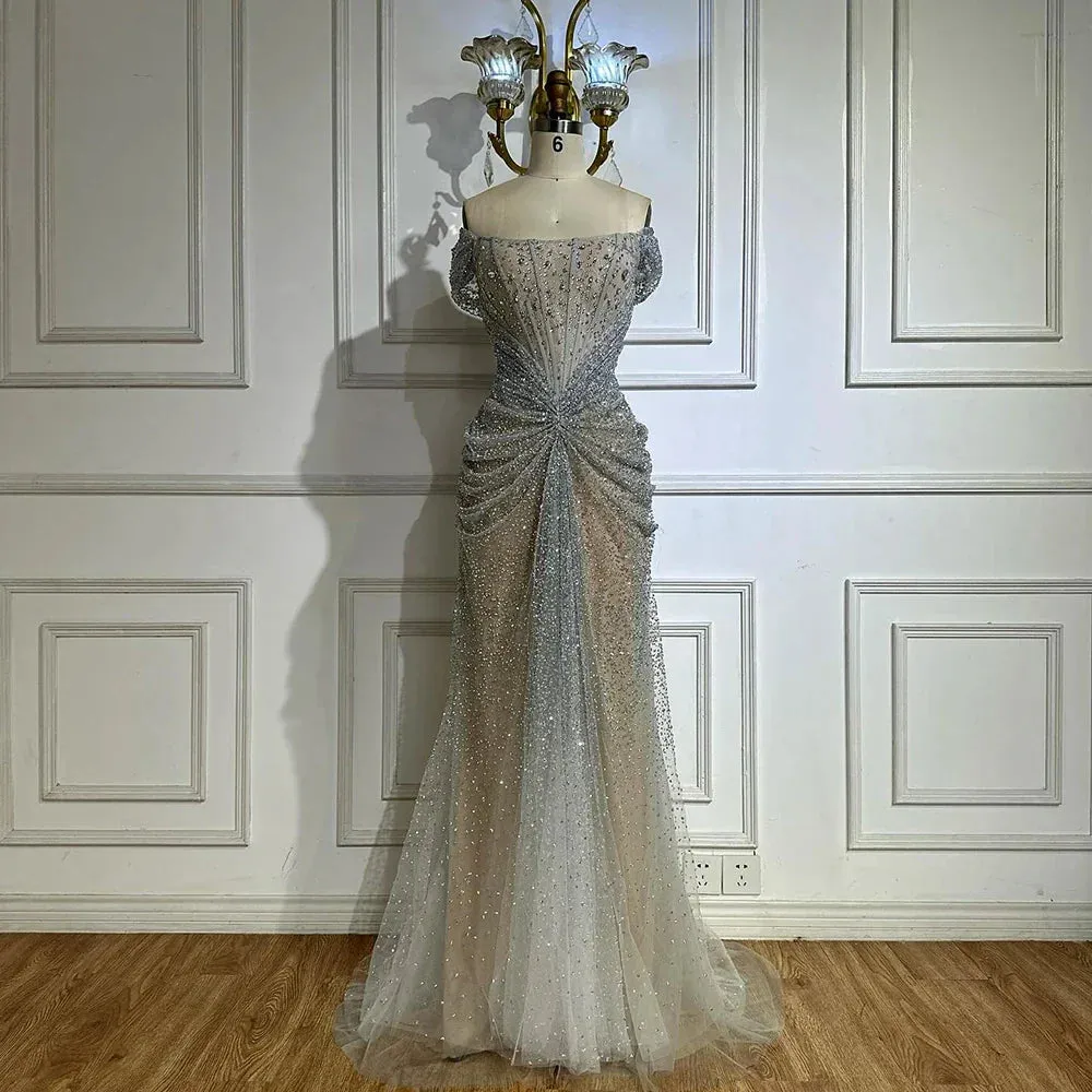 Diynav Designer Beaded Mermaid Evening Dresses Elegant Formal Gown HZ1017