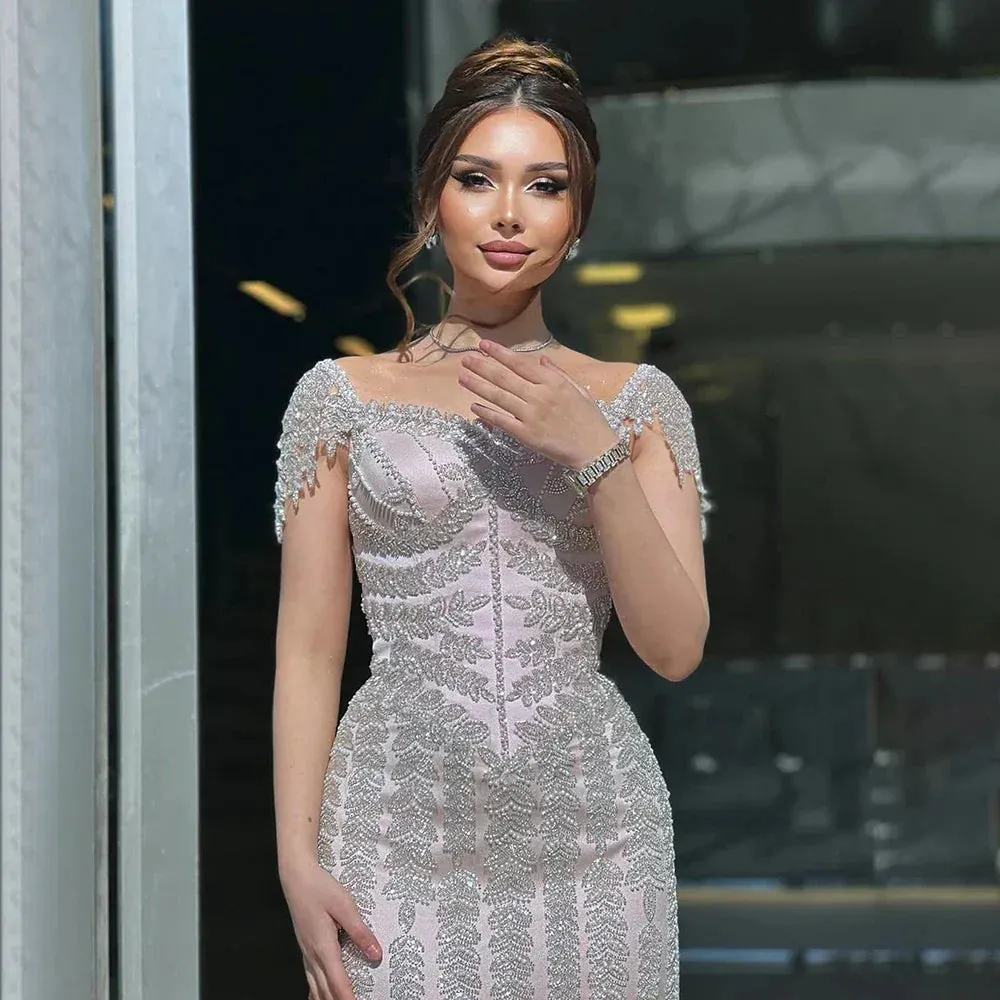 Diynav Elegant Mermaid Beaded Evening Dress Gown HZ1017