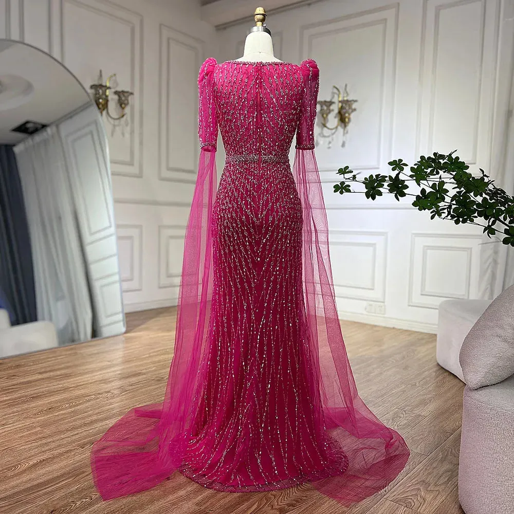 Diynav Fuchsia Evening Dress Mermaid Gown for Formal Occasion HZ1017 - Image 8
