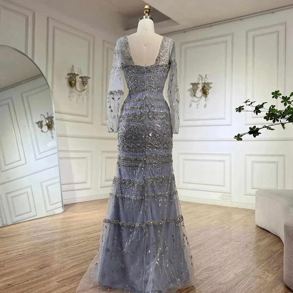 Diynav Dubai Arabic Sage Green Mermaid Evening Dress Gowns for Party HZ1017 - Image 6