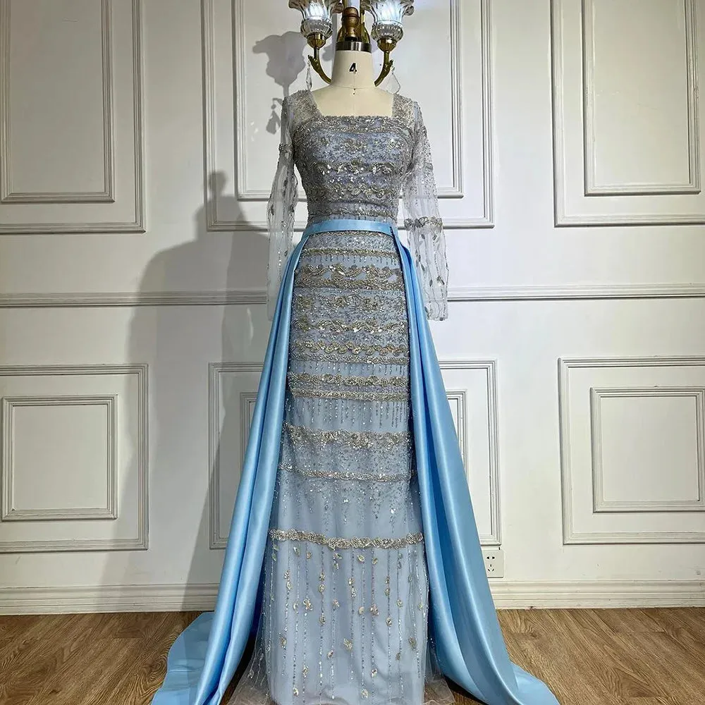 Diynav Dubai Arabic Sage Green Mermaid Evening Dress Gowns for Party HZ1017 - Image 7