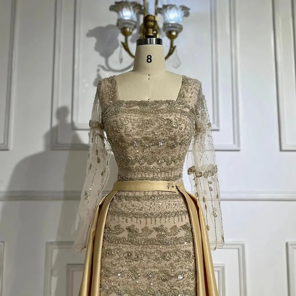 Diynav Dubai Arabic Sage Green Mermaid Evening Dress Gowns for Party HZ1017 - Image 4