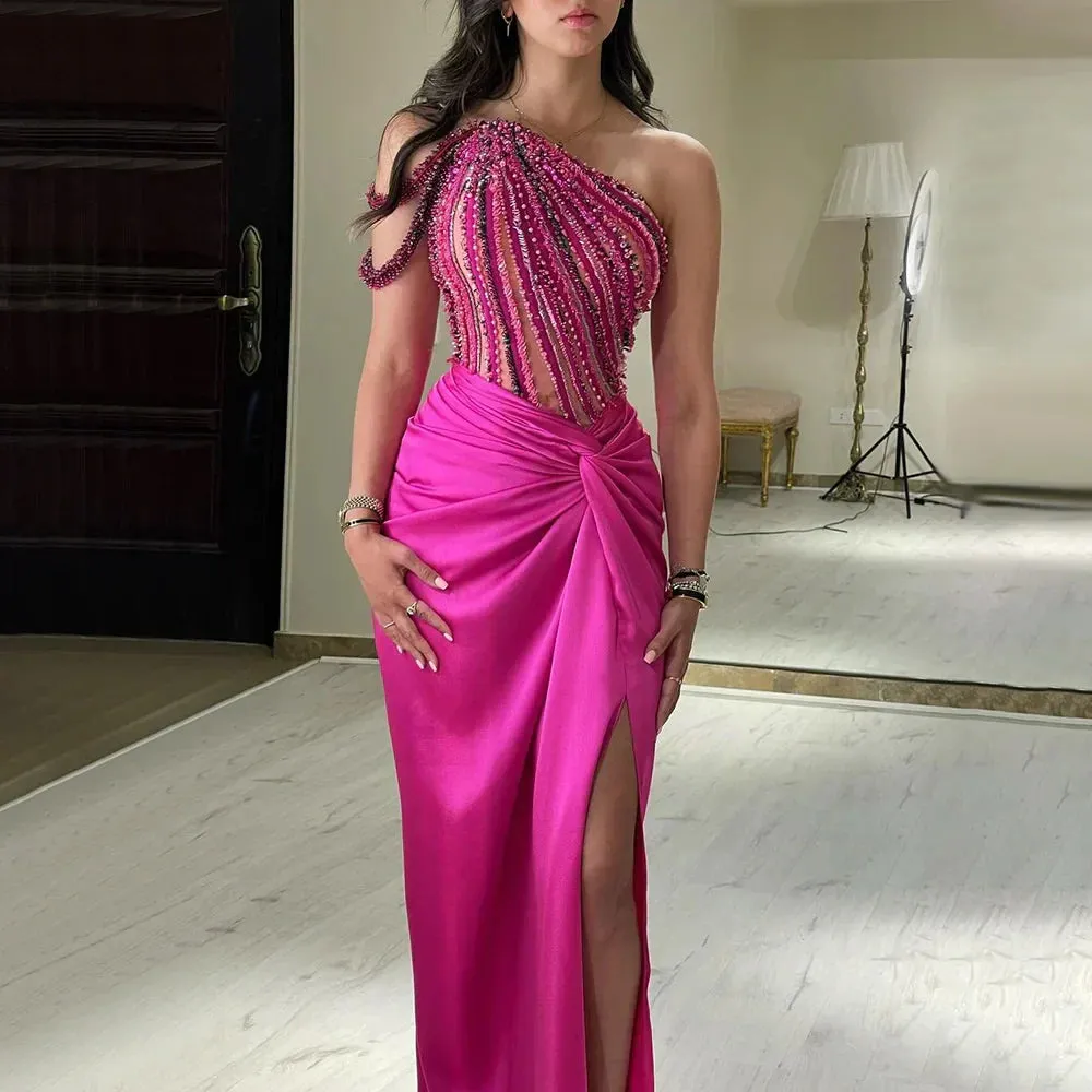 Diynav Designer Fuchsia Evening Dresses Dubai Gown for Special Occasion Dresses HZ1017