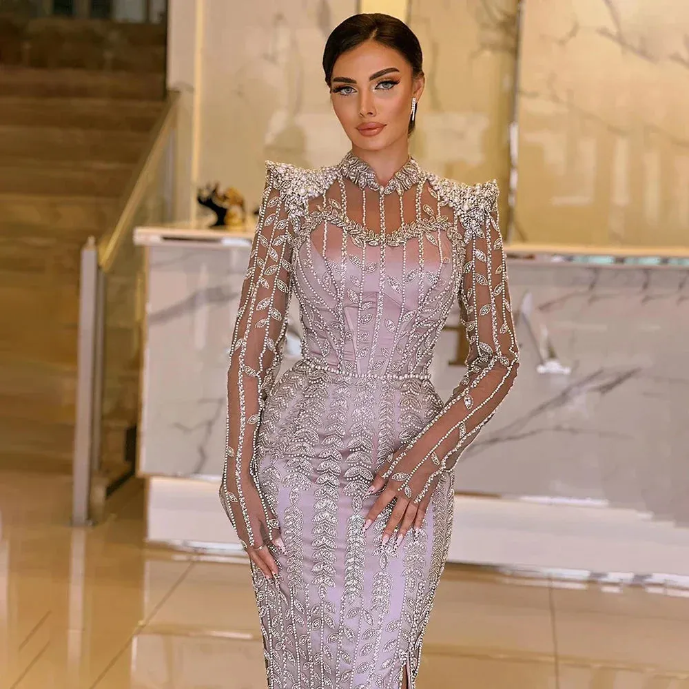 Diynav Long Sleeves Arabic Evening Dresses HZ1017