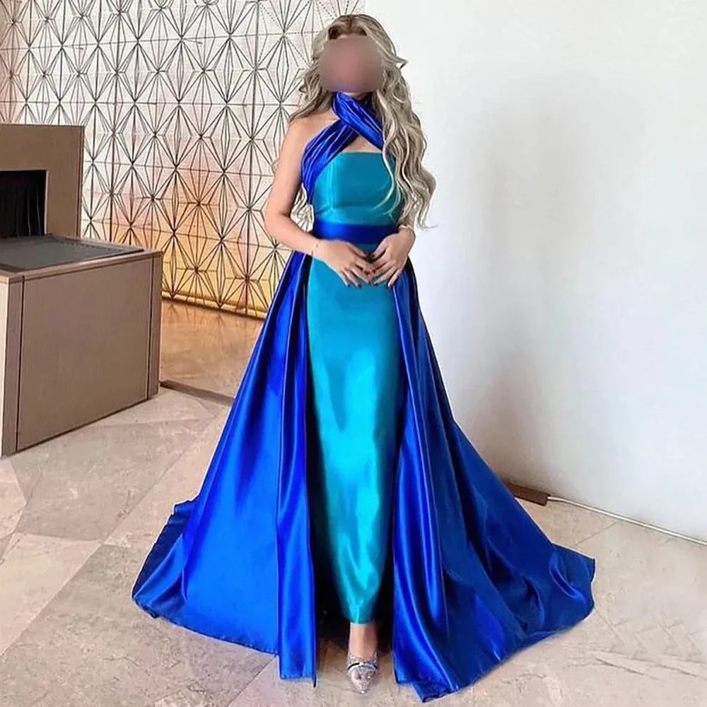 Diynav Contrast Turquoise Evening Dress with Overskirt HZ1017