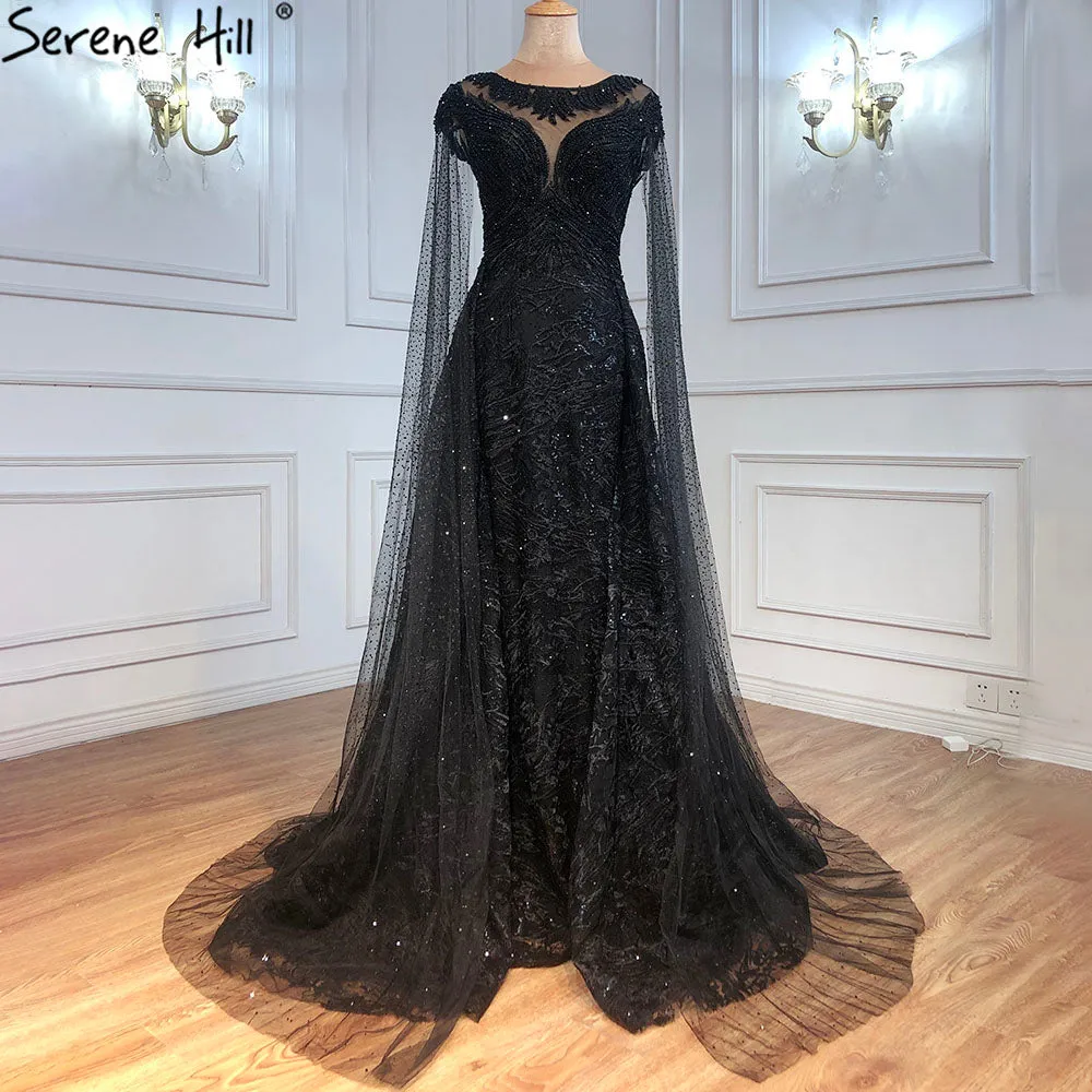 Diynav Sleeves Luxury 2025 Lace Beaded Cape Sleeves Mermaid Evening Gowns Elegant For Woman Party HZ1017