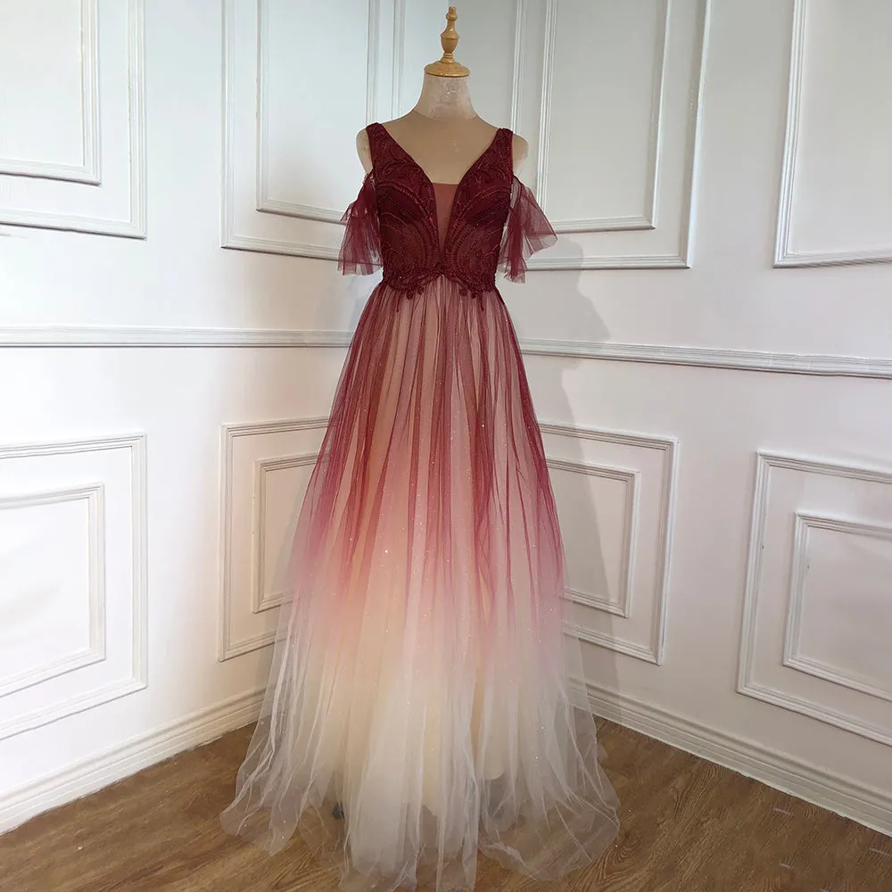 Diynav Sale No Return No Refund Blue A-Line Sexy Evening Dresses Gowns 2025 Beaded Luxury For Women Wedding Party HZ1017