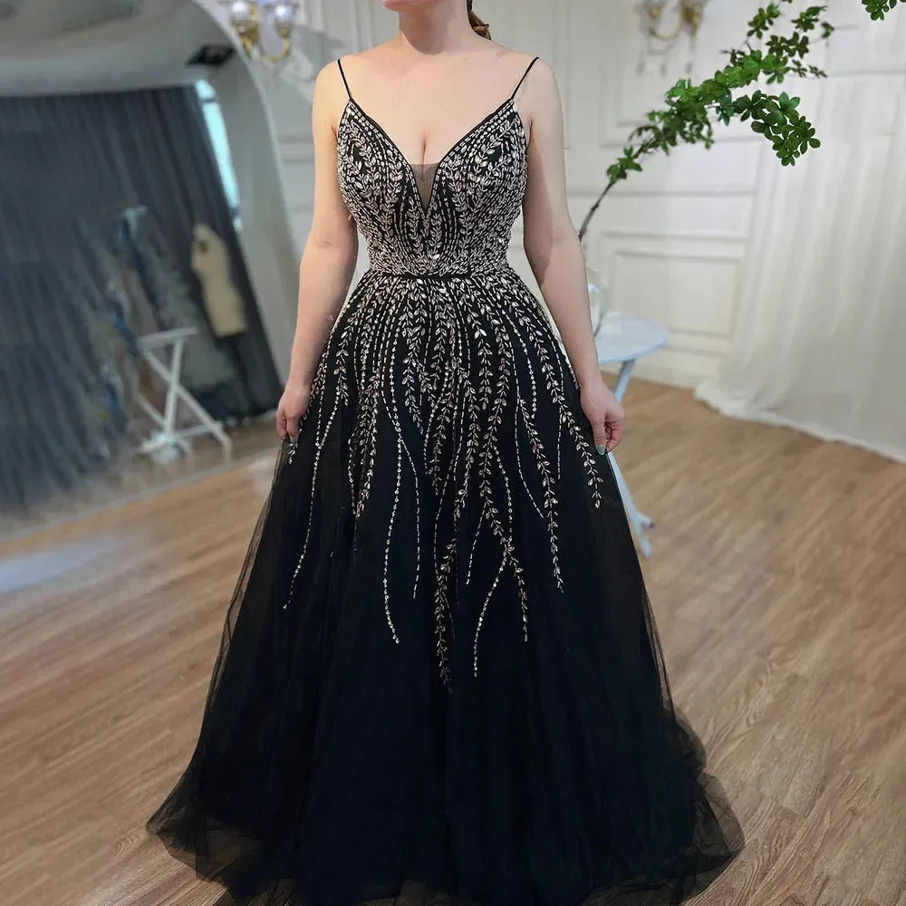 Diynav Long A-Line 2025 Spaghetti Strap Graduation School Party Gown Celebrity Prom Dresses HZ1017