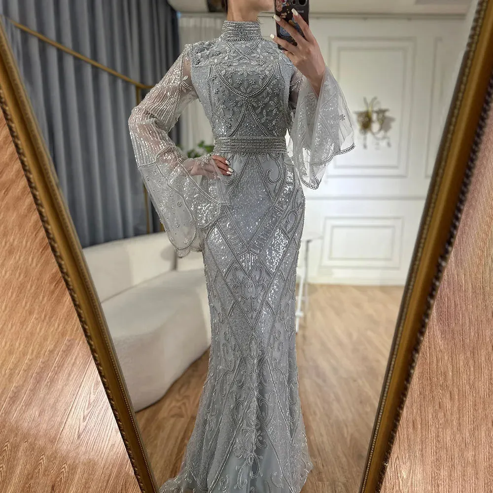 Diynav Red Mermaid Black Evening Dress with Cape Sleeves and Beaded for Formal Occasion 2025 HZ1017 - Image 4