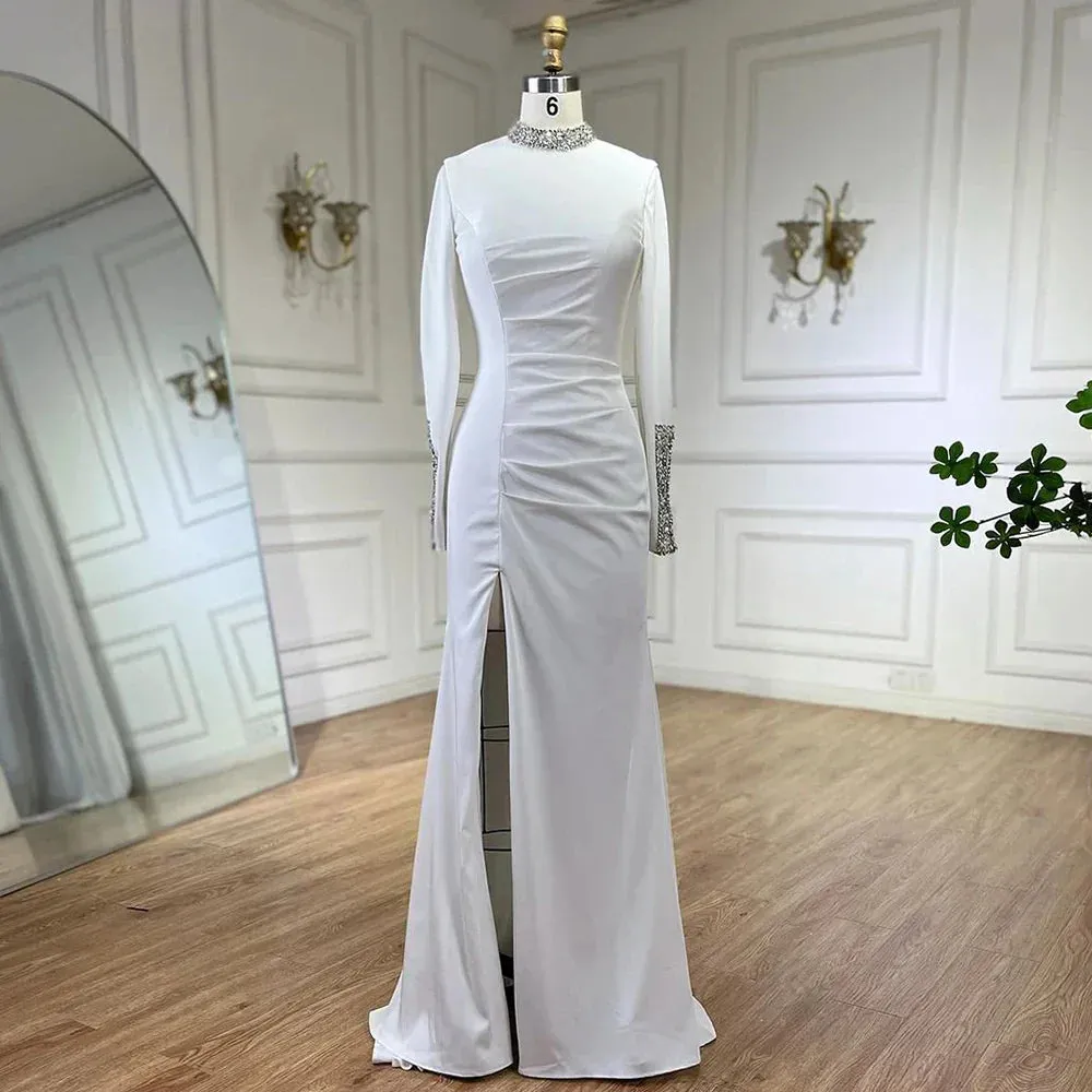 Diynav Satin Split Mermaid Luxury Evening Dress Gown HZ1017 - Image 8