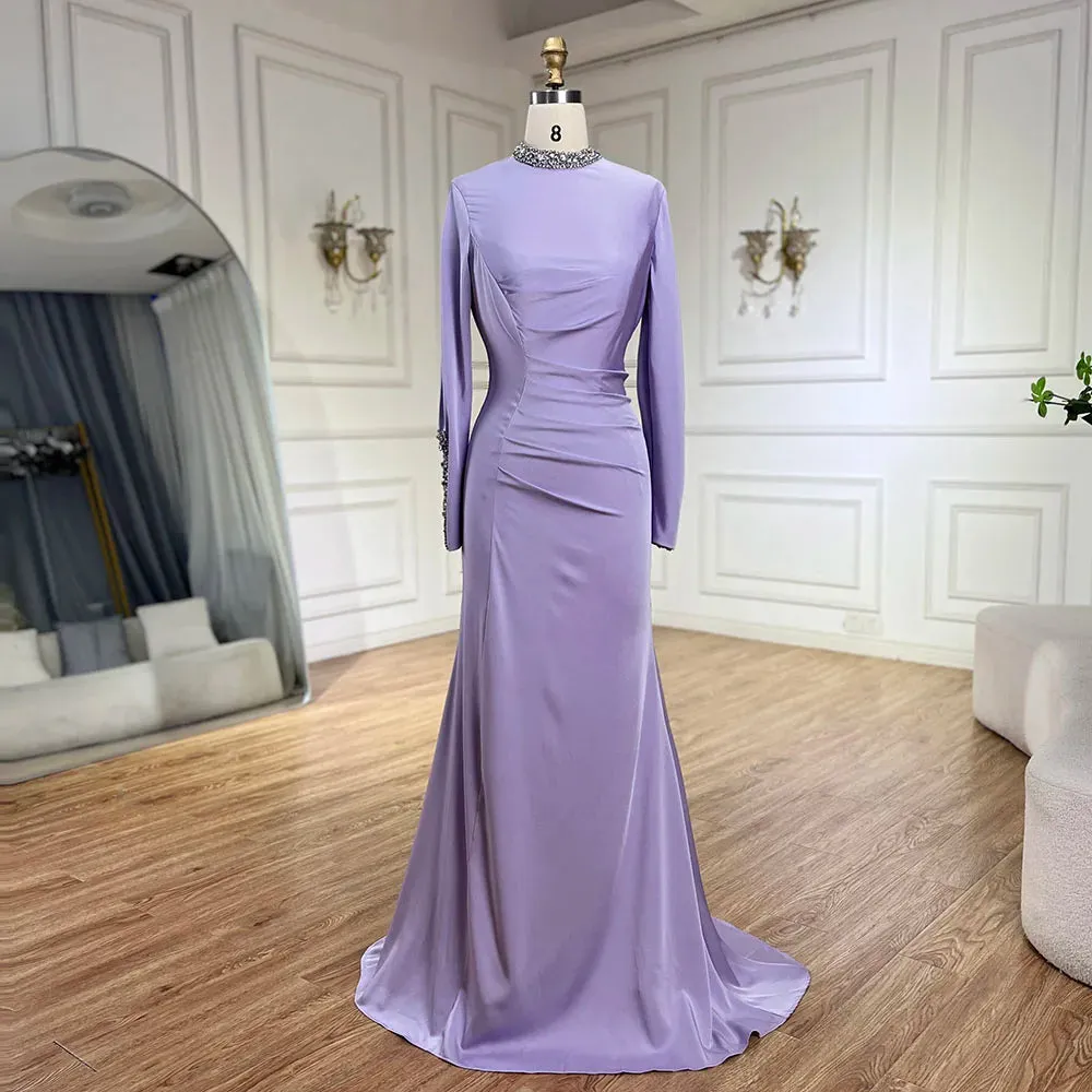 Diynav Satin Split Mermaid Luxury Evening Dress Gown HZ1017 - Image 7
