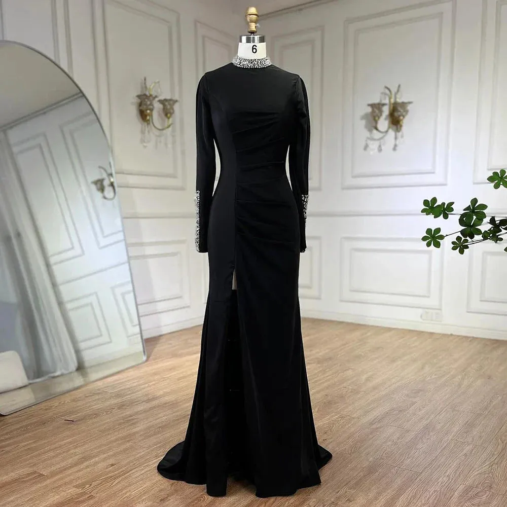 Diynav Satin Split Mermaid Luxury Evening Dress Gown HZ1017 - Image 2