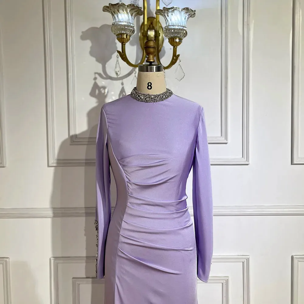 Diynav Satin Split Mermaid Luxury Evening Dress Gown HZ1017 - Image 6