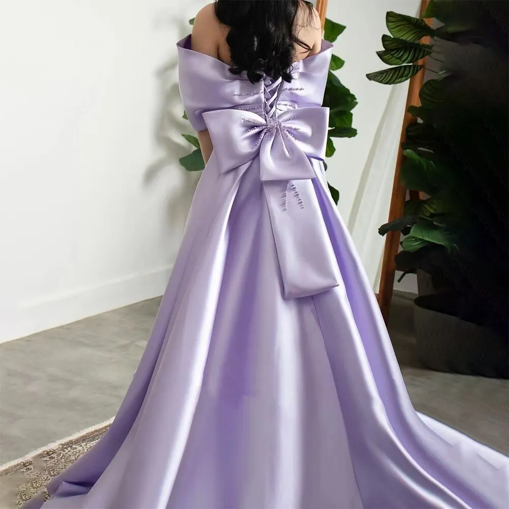Diynav Off Shoulder Lilac Evening Dress with Overskirt HZ1017 - Image 4
