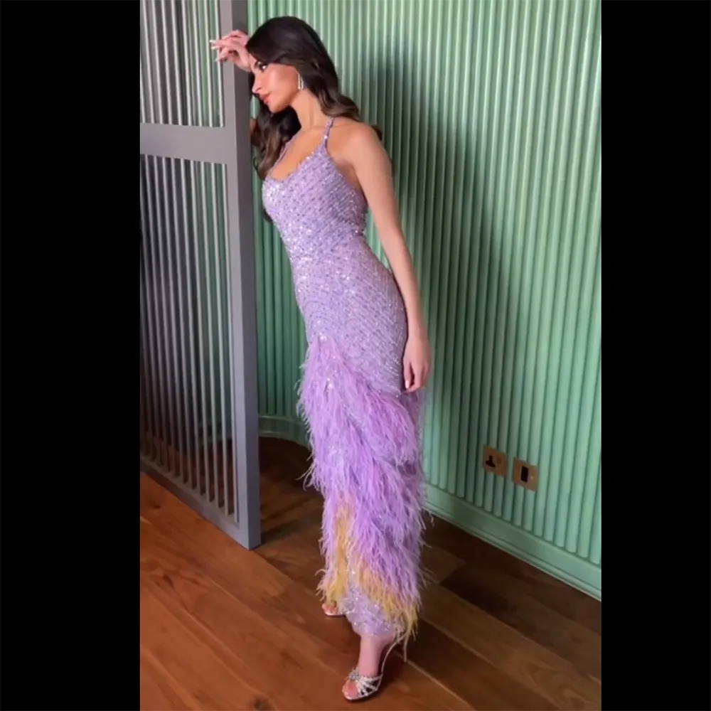 Diynav Lilac Evening Dresses Elegant Halter HZ1017