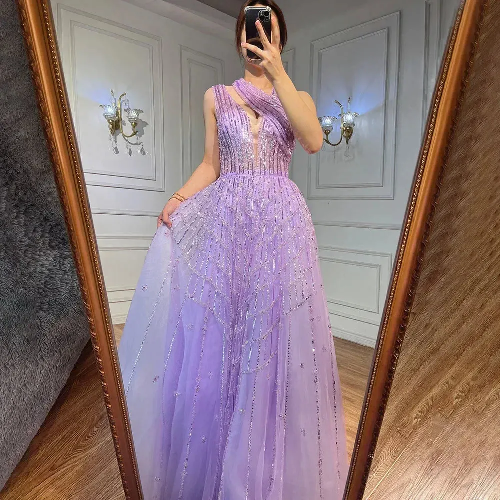Diynav Beaded Lilac Evening Dresses for Women Wedding Party HZ1017
