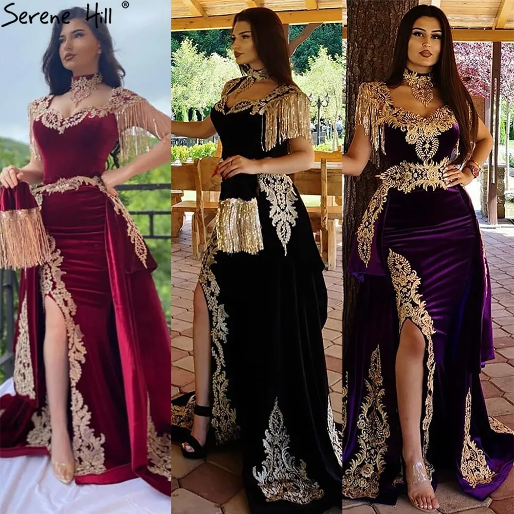 Diynav Wine Red With Detachable Train Evening Gowns Split Luxury Tassel Sexy For Women Party 2025 HZ1017 - Image 3