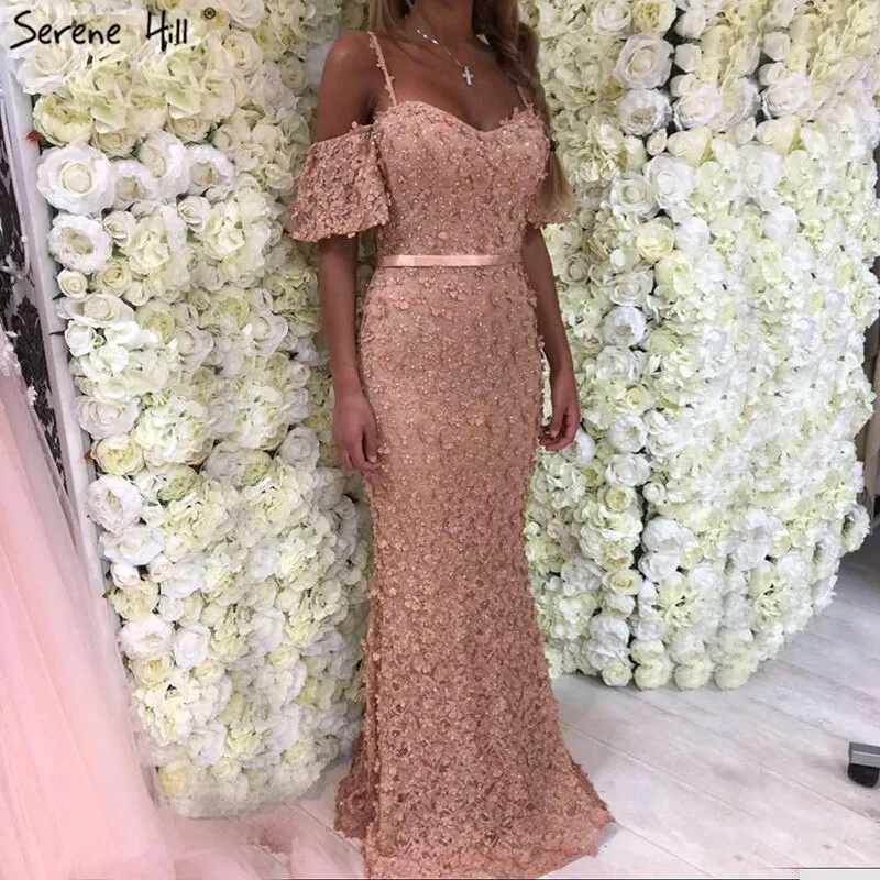 Diynav Sale no return no refundSale Sexy Strapless Short Sleeves Mermaid Evening Dresses 2025 Embroidery Pearls Fashion Formal Dress HZ1017